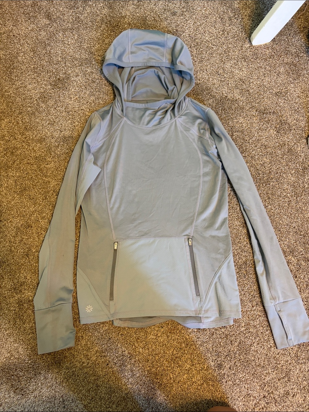 Athleta Light Gray Hooded Pullover Sweatshirt